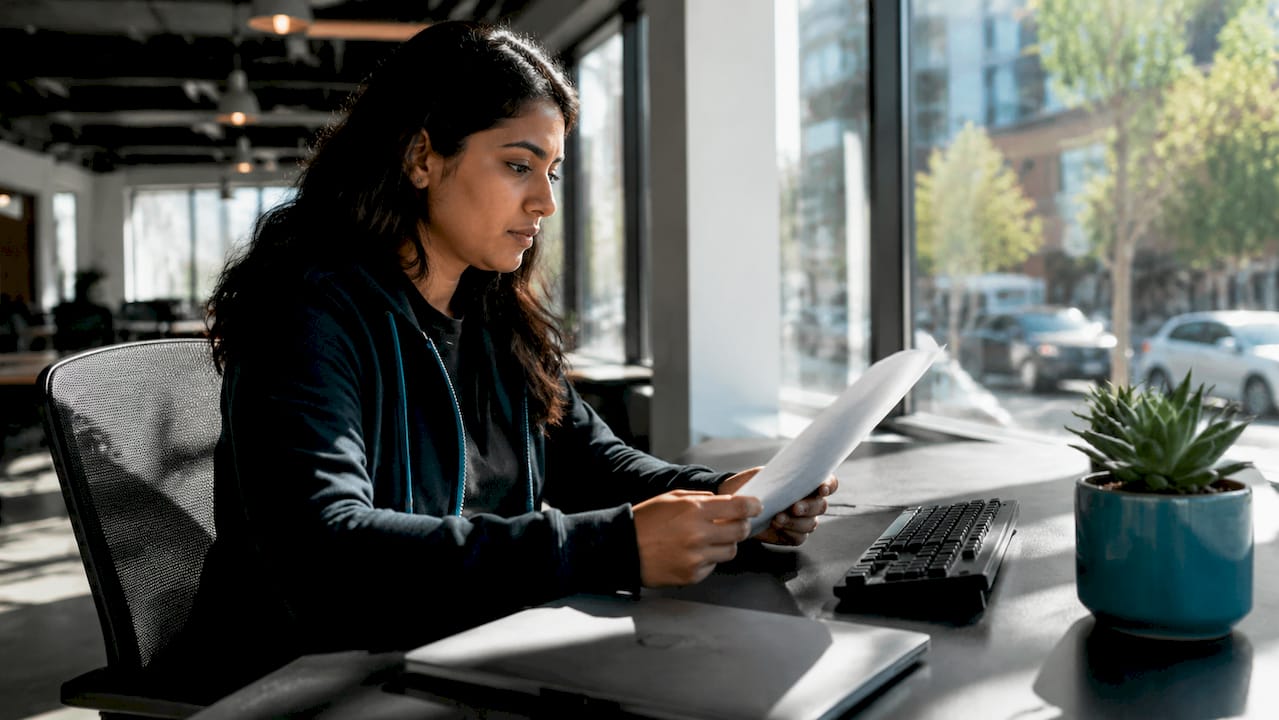Engineer reading a printed DevOps runbook